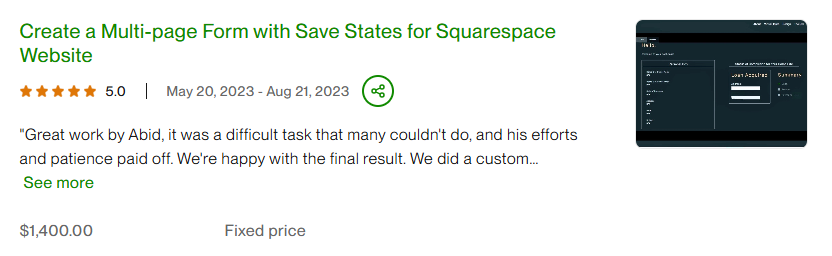 Verified Upwork client review on Upwork