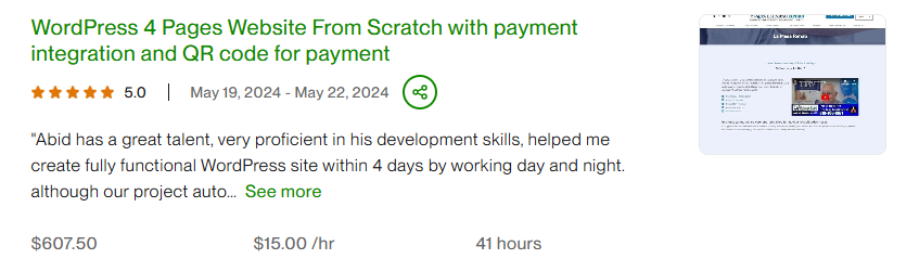 Verified Upwork client review on Upwork
